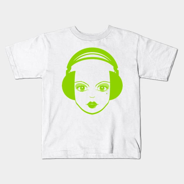 Abstract Headphone Girl Kids T-Shirt by markmurphycreative